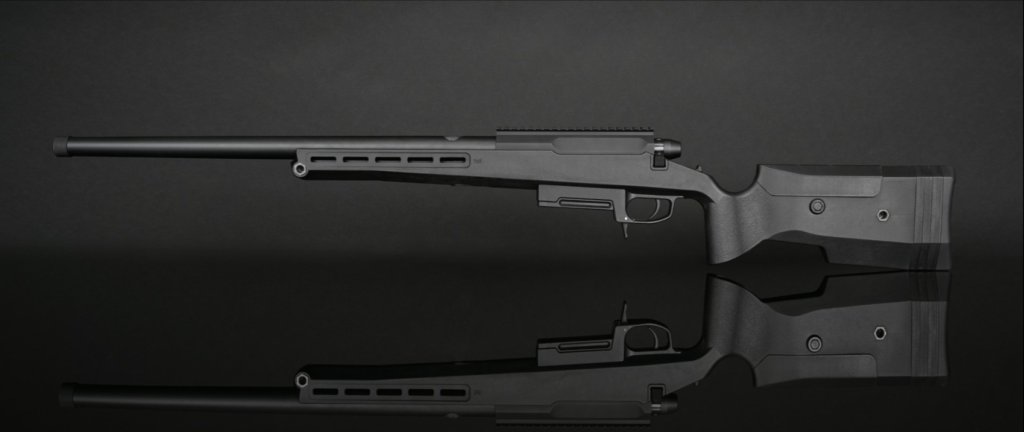 Depicting the Silverback TAC-41P from the left, this image showcases the rifle's ergonomic grip, adjustable stock, and meticulously designed barrel—highlighting its unparalleled craftsmanship