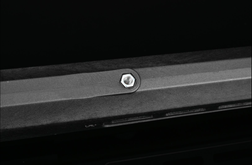 A meticulous design detail of the threaded bolt situated at the base of the TAC-41P's stock, engineered for diverse attachments and enhancing the rifle's modularity.