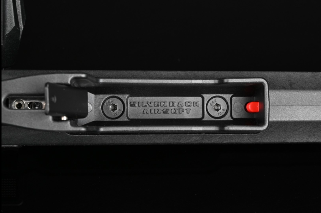 An underbelly view of the TAC-41P's receiver, accentuating the precision-engineered magazine slot that ensures a smooth, hassle-free reloading experience