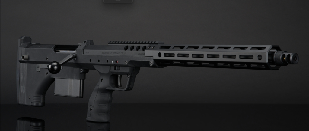 Angled view of the Silverback SRS-A2 22” Airsoft Sniper Rifle, showcasing the detailed design on the right-hand side, DESERT TECH licensed craftsmanship